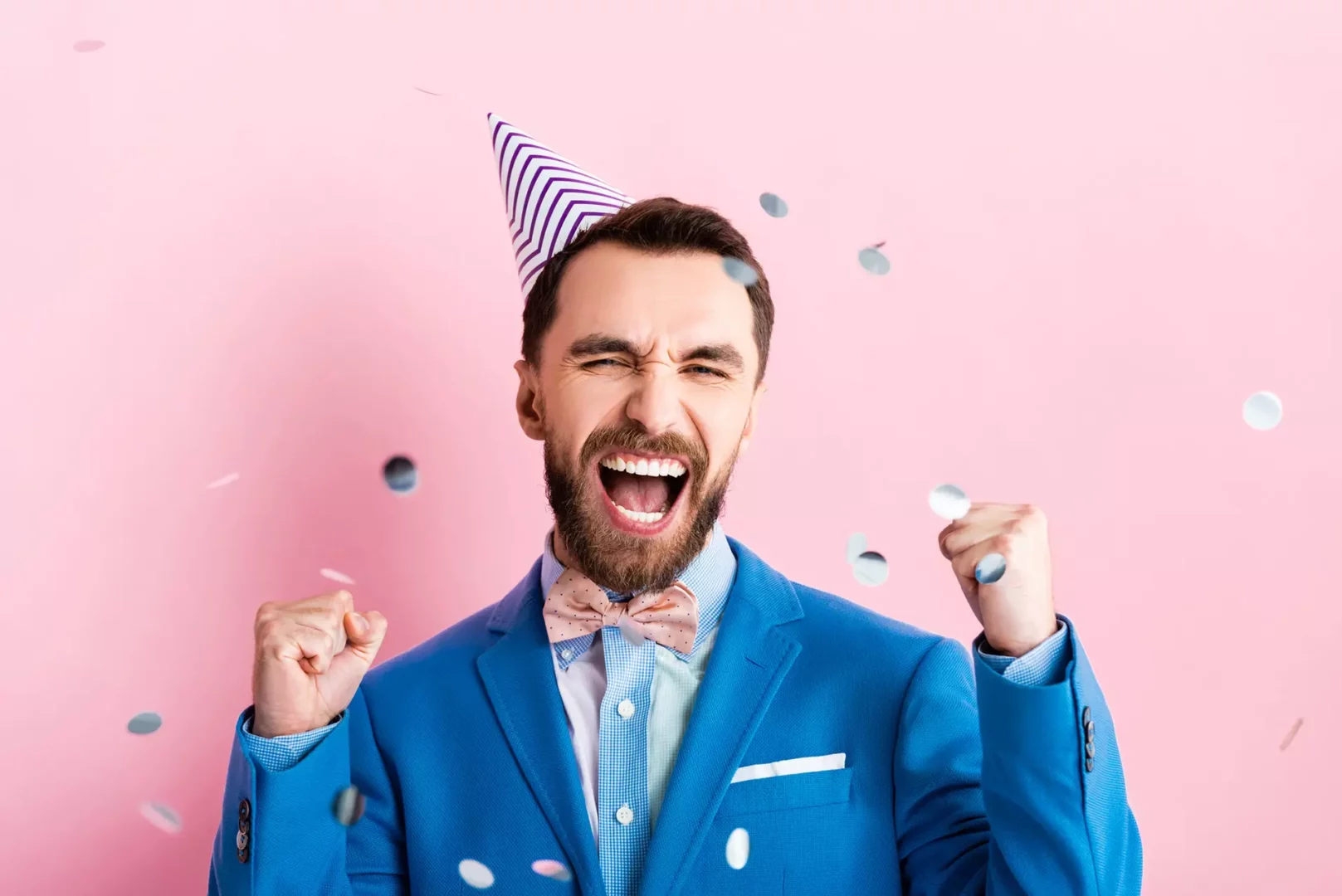 Man celebrating launch of his mobile app idea