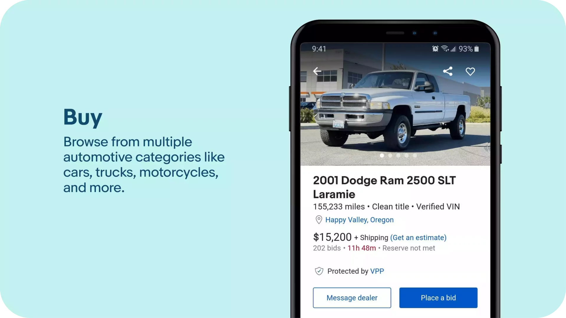 eBay Motors app screen